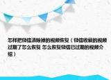 怎样把微信清除掉的视频恢复（微信收藏的视频过期了怎么恢复 怎么恢复微信已过期的视频介绍）