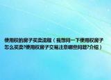 使用权的房子买卖流程（我想问一下使用权房子怎么买卖?使用权房子交易注意哪些问题?介绍）