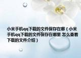 小米手机qq下载的文件保存在哪（小米手机qq下载的文件保存在哪里 怎么查看下载的文件介绍）