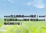 excel怎么转换成word格式（excel怎么转化成word格式 转化成word格式教程介绍）