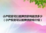 小产权房可以抵押贷款吗能贷多少（小产权房可以抵押贷款吗介绍）
