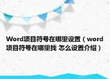 Word项目符号在哪里设置（word项目符号在哪里找 怎么设置介绍）