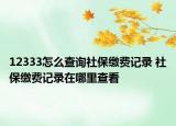 12333怎么查询社保缴费记录 社保缴费记录在哪里查看