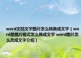 word文档文字图片怎么转换成文字（word是图片格式怎么换成文字 word图片怎么改成文字介绍）