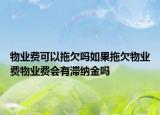 物业费可以拖欠吗如果拖欠物业费物业费会有滞纳金吗