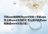 手机wps如何转为word文档（手机wps怎么转word文档形式 怎么用手机把wps转换成word文档介绍）