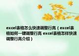 excel表格怎么快速调整行高（excel表格如何一键调整行高 excel表格怎样快速调整行高介绍）