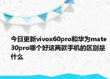 今日更新vivox60pro和华为mate30pro哪个好这两款手机的区别是什么