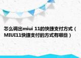 怎么调出miui 11的快捷支付方式（MIUI11快捷支付的方式有哪些）