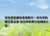 华为手机哪些支持智行（华为手机智行怎么关 华为手机智行在哪里介绍）