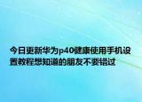 今日更新华为p40健康使用手机设置教程想知道的朋友不要错过
