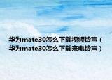 华为mate30怎么下载视频铃声（华为mate30怎么下载来电铃声）