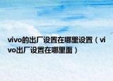 vivo的出厂设置在哪里设置（vivo出厂设置在哪里面）