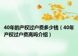 40年的产权过户费多少钱（40年产权过户费高吗介绍）