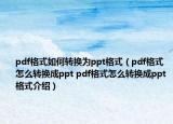 pdf格式如何转换为ppt格式（pdf格式怎么转换成ppt pdf格式怎么转换成ppt格式介绍）