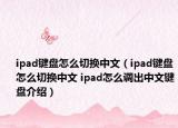 ipad键盘怎么切换中文（ipad键盘怎么切换中文 ipad怎么调出中文键盘介绍）