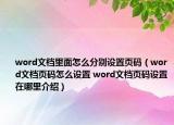 word文档里面怎么分别设置页码（word文档页码怎么设置 word文档页码设置在哪里介绍）
