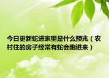 今日更新蛇进家里是什么预兆（农村住的房子经常有蛇会跑进来）