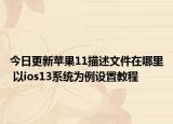 今日更新苹果11描述文件在哪里 以ios13系统为例设置教程