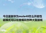 今日更新华为mate40怎么开启性能模式可以任意畅玩各种大型游戏