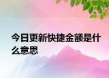 今日更新快捷金额是什么意思
