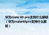 华为mate 40 pro支持什么解锁（华为mate40pro支持什么解锁）