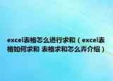excel表格怎么进行求和（excel表格如何求和 表格求和怎么弄介绍）