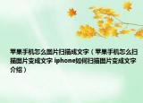 苹果手机怎么图片扫描成文字（苹果手机怎么扫描图片变成文字 iphone如何扫描图片变成文字介绍）