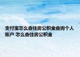 支付宝怎么查住房公积金查询个人账户 怎么查住房公积金