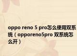 oppo reno 5 pro怎么使用双系统（opporeno5pro 双系统怎么开）