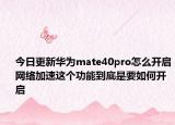 今日更新华为mate40pro怎么开启网络加速这个功能到底是要如何开启