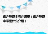 房产登记字号在哪里（房产登记字号是什么介绍）