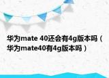 华为mate 40还会有4g版本吗（华为mate40有4g版本吗）