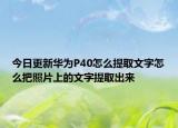 今日更新华为P40怎么提取文字怎么把照片上的文字提取出来