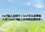 ios7输入法技巧（ios7怎么设置输入法\ios7.0输入法详细设置程序）