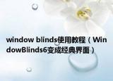 window blinds使用教程（WindowBlinds6变成经典界面）