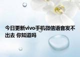 今日更新vivo手机微信语音发不出去 你知道吗