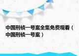 中国刑侦一号案全集免费观看（中国刑侦一号案）