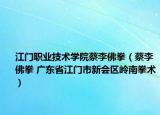 江门职业技术学院蔡李佛拳（蔡李佛拳 广东省江门市新会区岭南拳术）