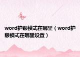 word护眼模式在哪里（word护眼模式在哪里设置）