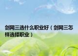 剑网三选什么职业好（剑网三怎样选择职业）