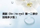 美剧《lie（to me》第一二季分别有多少集）