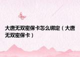 大唐无双密保卡怎么绑定（大唐无双密保卡）