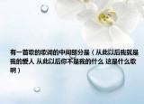 有一首歌的歌词的中间部分是（从此以后我就是我的爱人 从此以后你不是我的什么 这是什么歌啊）
