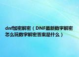 dnf加密解密（DNF最新数字解密怎么玩数字解密答案是什么）
