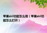 苹果siri功能怎么用（苹果siri功能怎么打开）