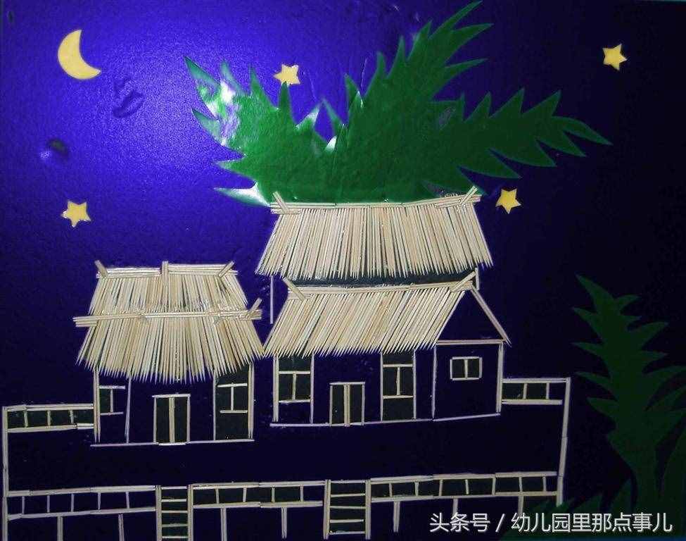 幼儿园亲子手工之牙签创意粘贴画