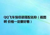 QQ飞车情侣装搭配名称（截图啊 价格一定要好看）