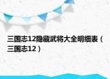 三国志12隐藏武将大全明细表（三国志12）
