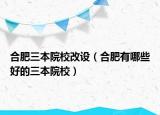 合肥三本院校改设（合肥有哪些好的三本院校）